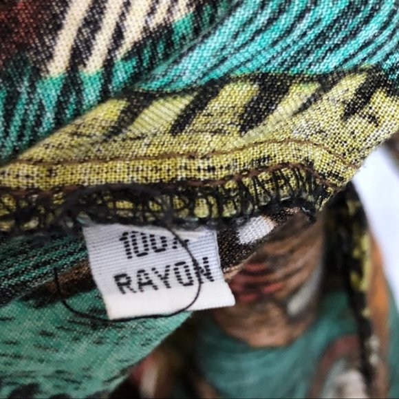 Vintage 90s Geometric Print Short Sleeve Button Up - Picture 2 of 7